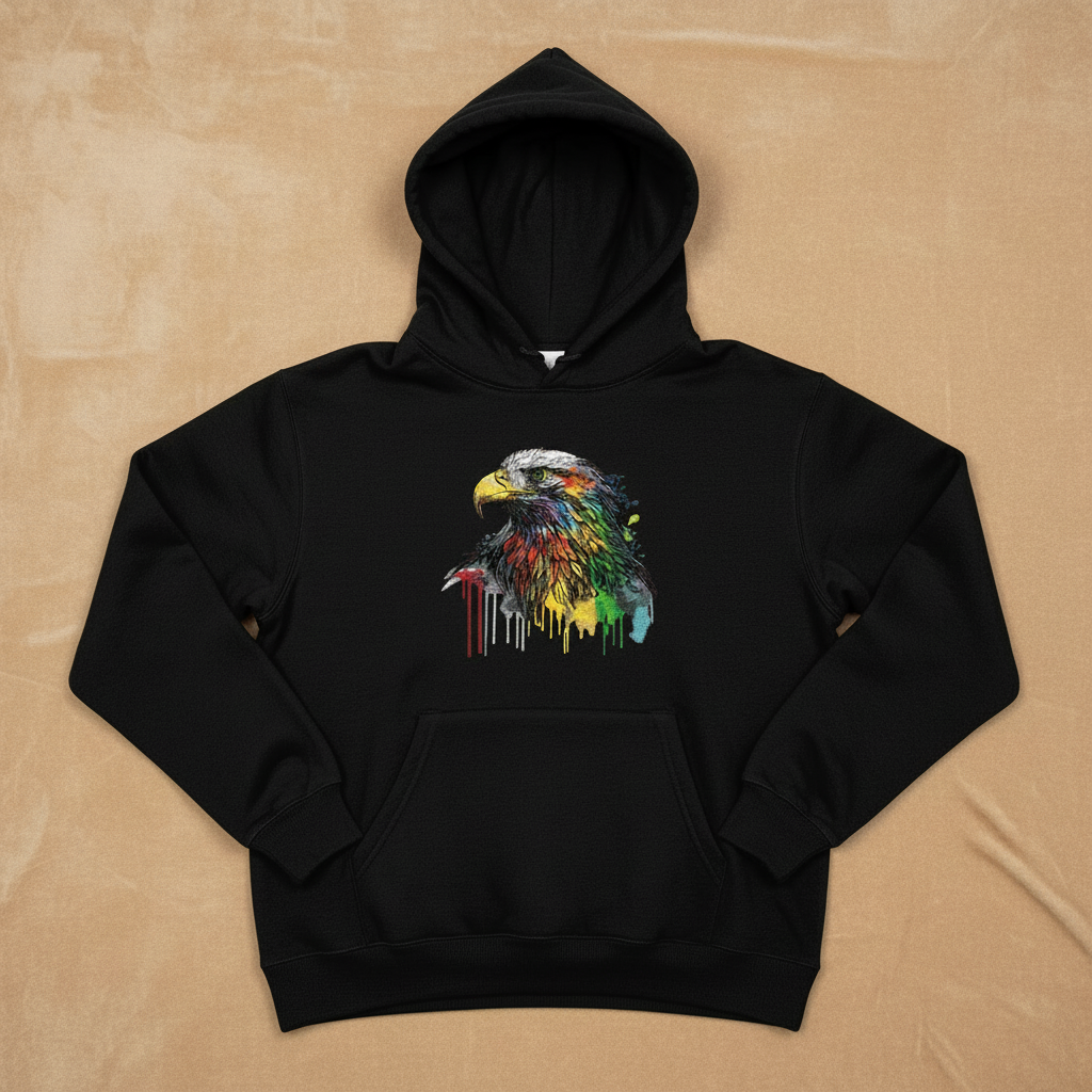 Vivid Eagle — Premium Embroidered Hoodie | Original EmbroMania Design