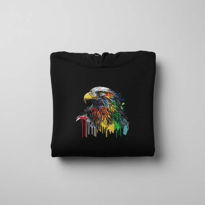 Vivid Eagle — Premium Embroidered Hoodie | Original EmbroMania Design