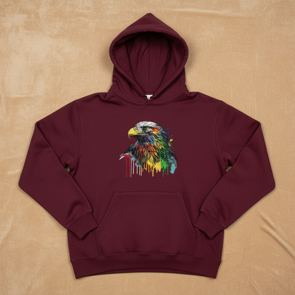 Vivid Eagle — Premium Embroidered Hoodie | Original EmbroMania Design