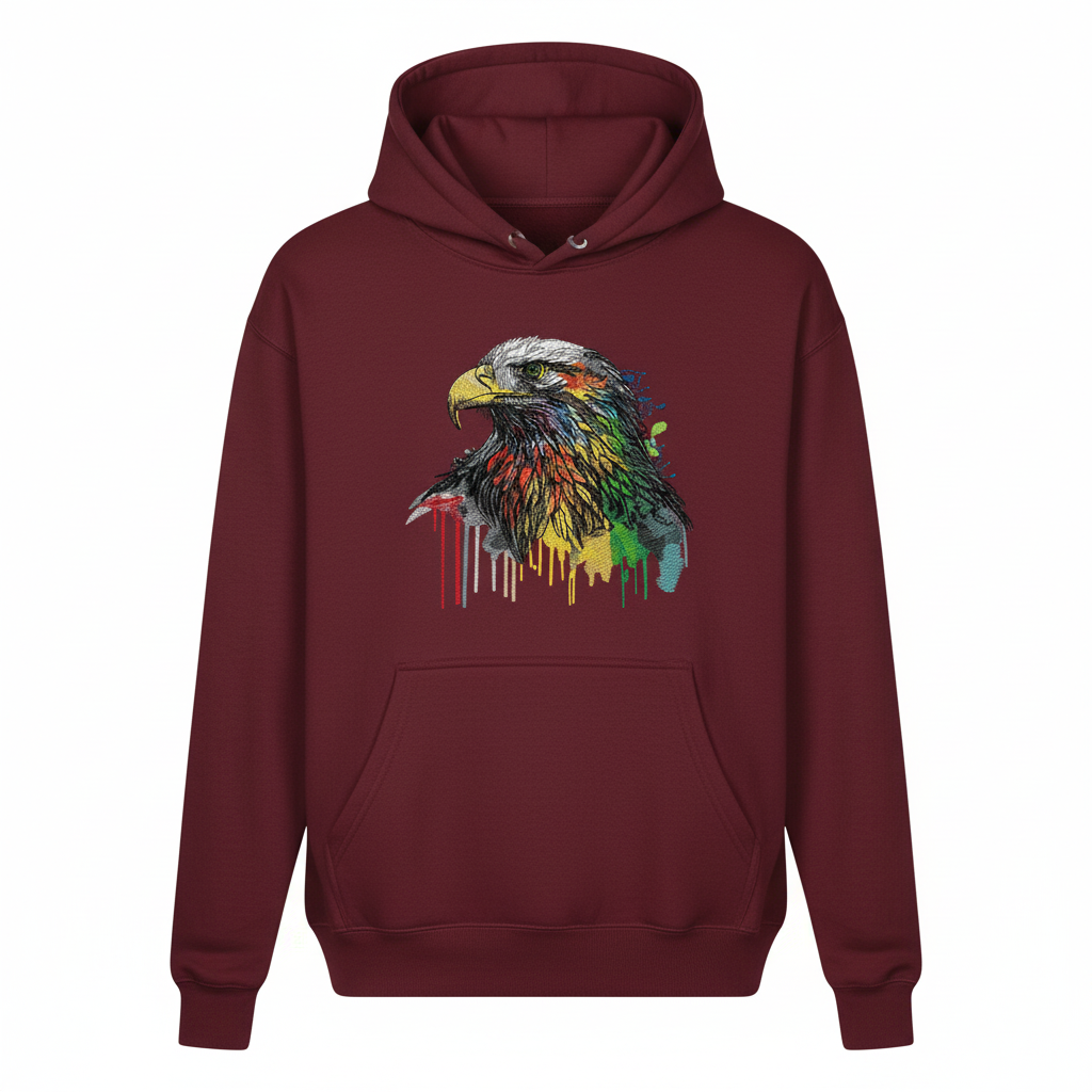 Vivid Eagle — Premium Embroidered Hoodie | Original EmbroMania Design