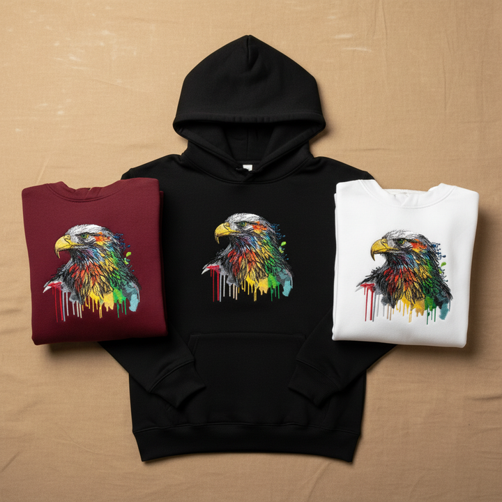 Vivid Eagle — Premium Embroidered Hoodie | Original EmbroMania Design