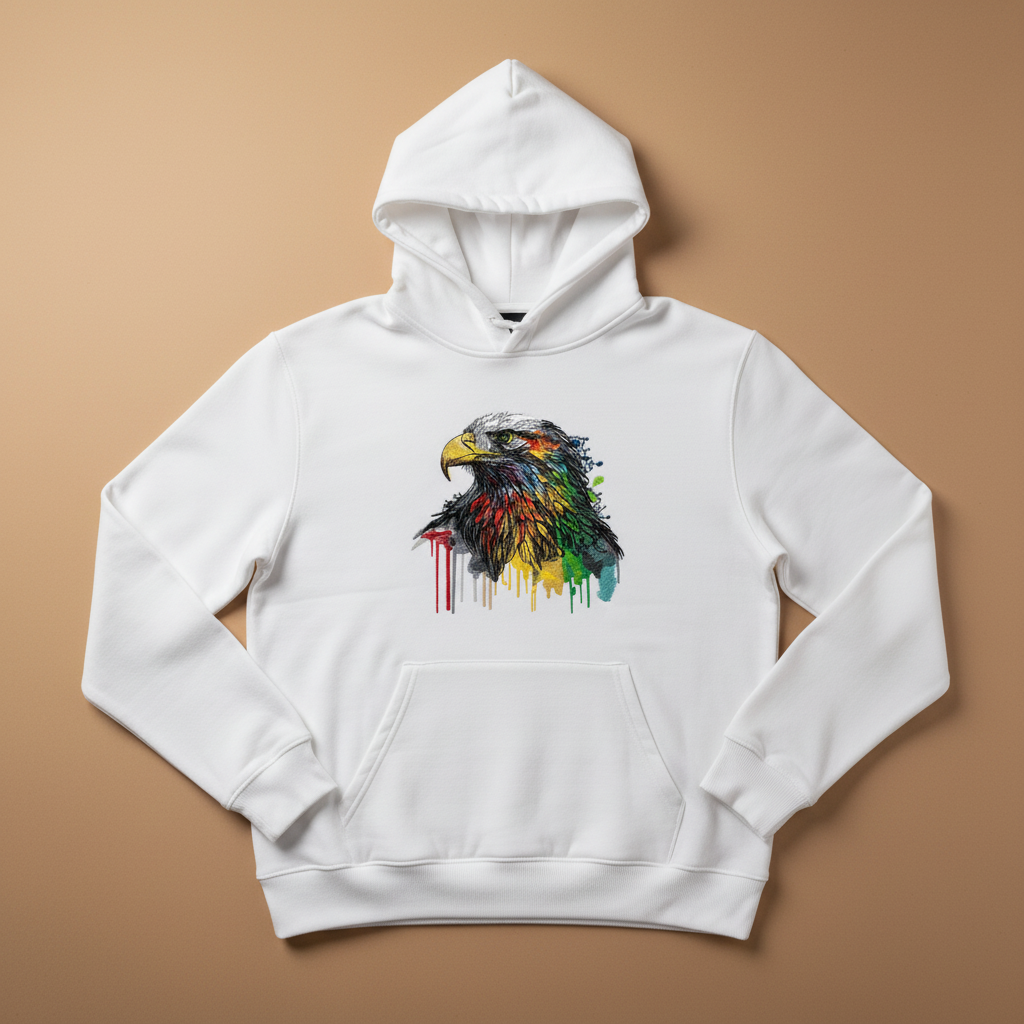 Vivid Eagle — Premium Embroidered Hoodie | Original EmbroMania Design