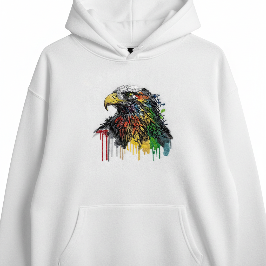 Vivid Eagle — Premium Embroidered Hoodie | Original EmbroMania Design
