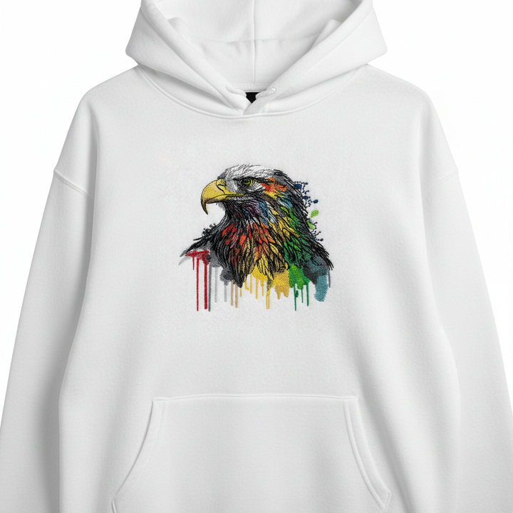 Vivid Eagle — Premium Embroidered Hoodie | Original EmbroMania Design