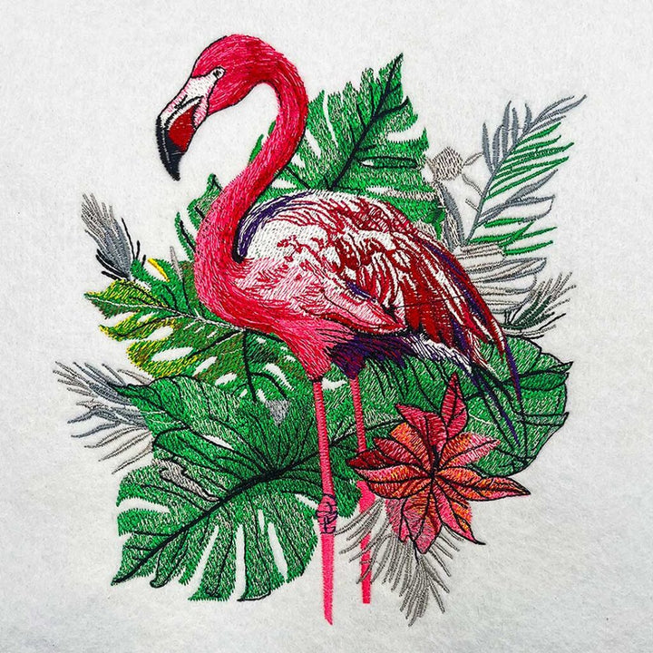 Flamingo Botanica Machine Embroidered Sweatshirt – Hand Finished in Dubai | EmbroMania