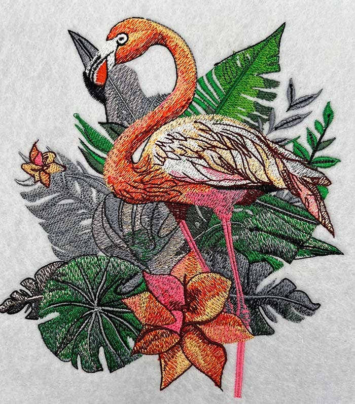 Flamingo Duo Machine Embroidered Sweatshirt – Hand Finished in Dubai | EmbroMania