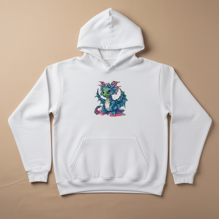 Whimsical Blue Dragon — Embroidered Hoodie | EmbroMania