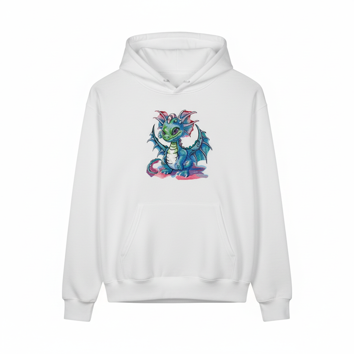 Whimsical Blue Dragon — Embroidered Hoodie | EmbroMania