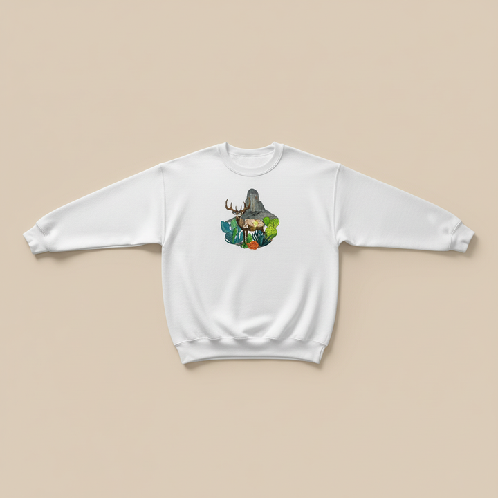 Adventure Edition Desert Deer Landscape — Premium Embroidered Sweatshirt | Original EmbroMania Design