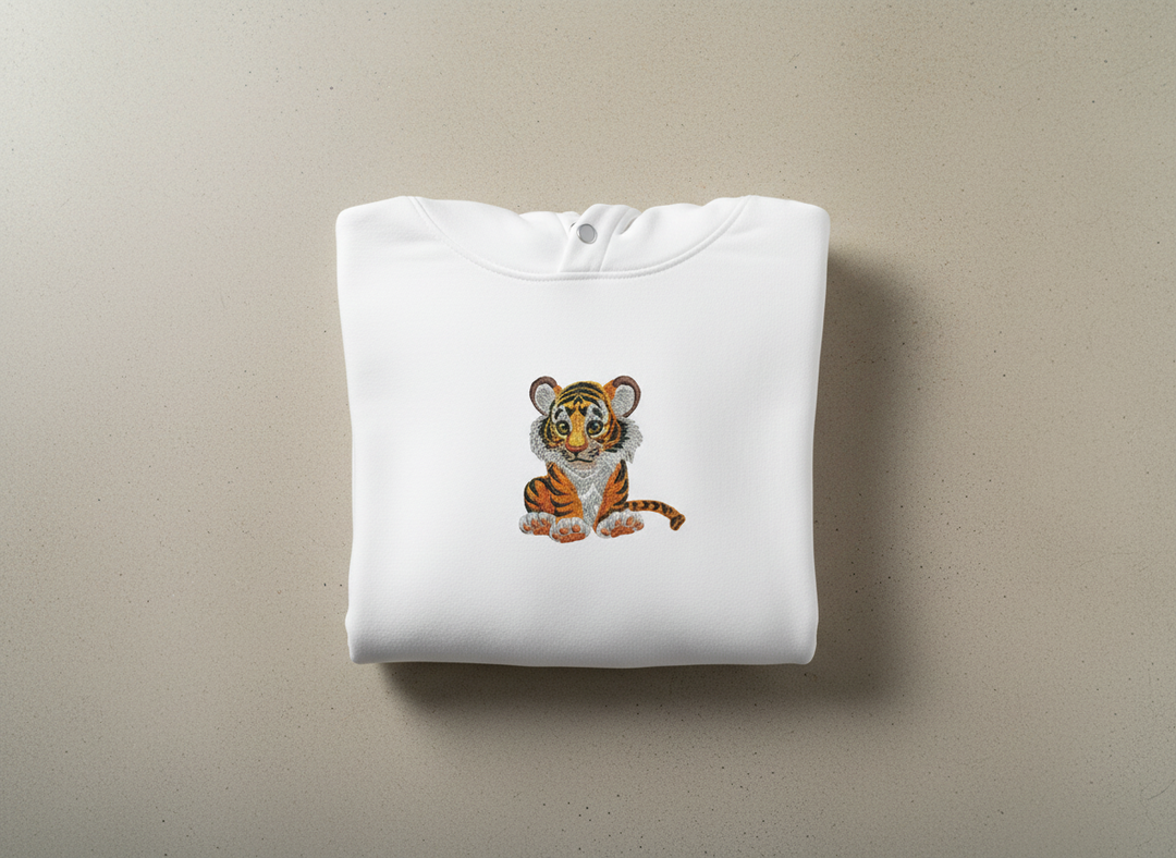 Baby Tiger — Premium Embroidered Hoodie | Original EmbroMania Design
