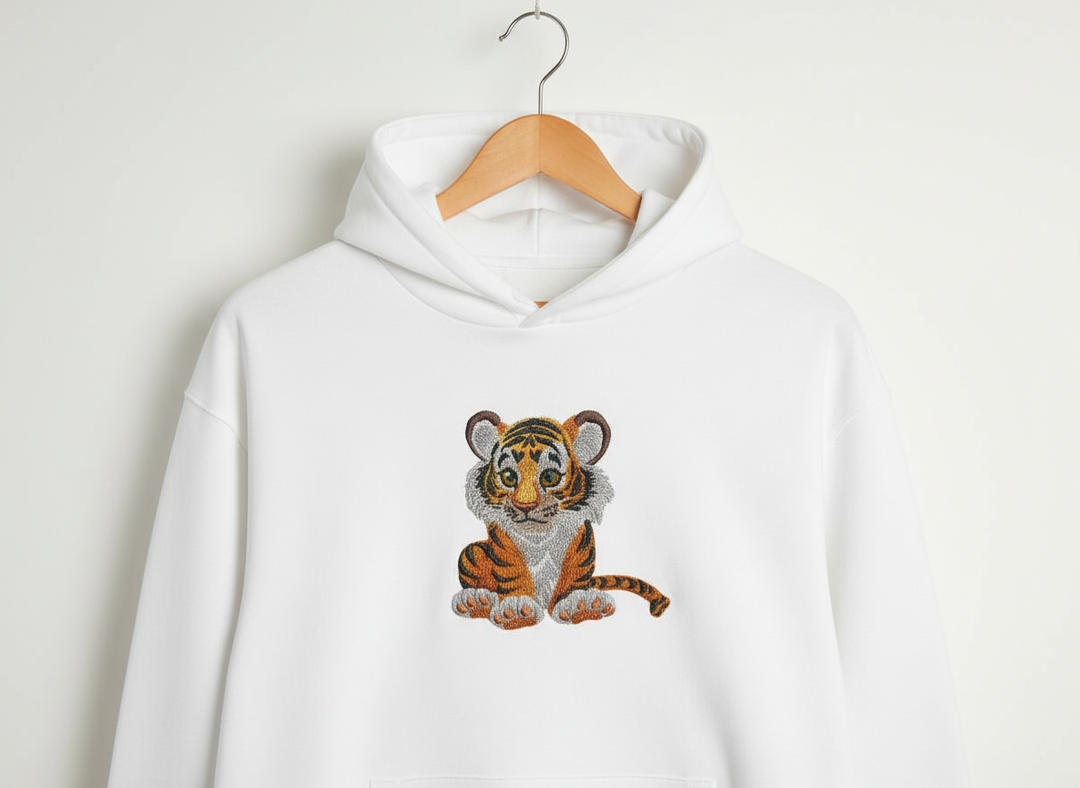 Baby Tiger — Premium Embroidered Hoodie | Original EmbroMania Design