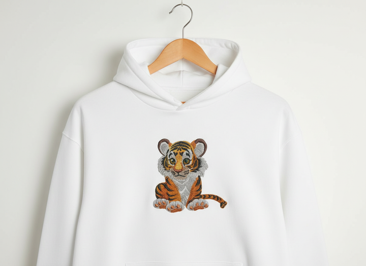 Baby Tiger — Premium Embroidered Hoodie | Original EmbroMania Design