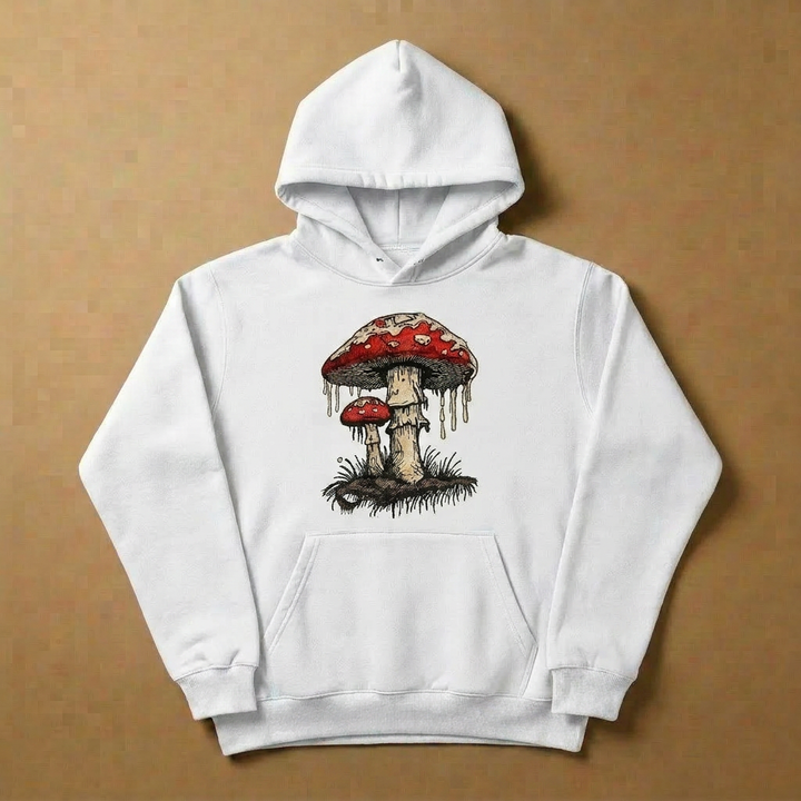 Enchanted Mushroom Machine Embroidered Hoodie – Hand Finished in Dubai | EmbroMania