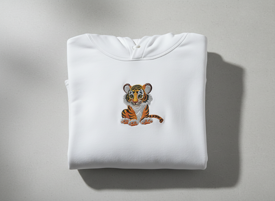 Baby Tiger — Premium Embroidered Hoodie | Original EmbroMania Design