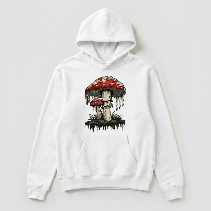 Enchanted Mushroom Machine Embroidered Hoodie – Hand Finished in Dubai | EmbroMania