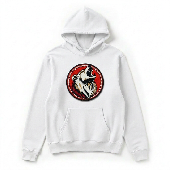 Woodland Bear Machine Embroidered Hoodie – Hand Finished in Dubai | EmbroMania