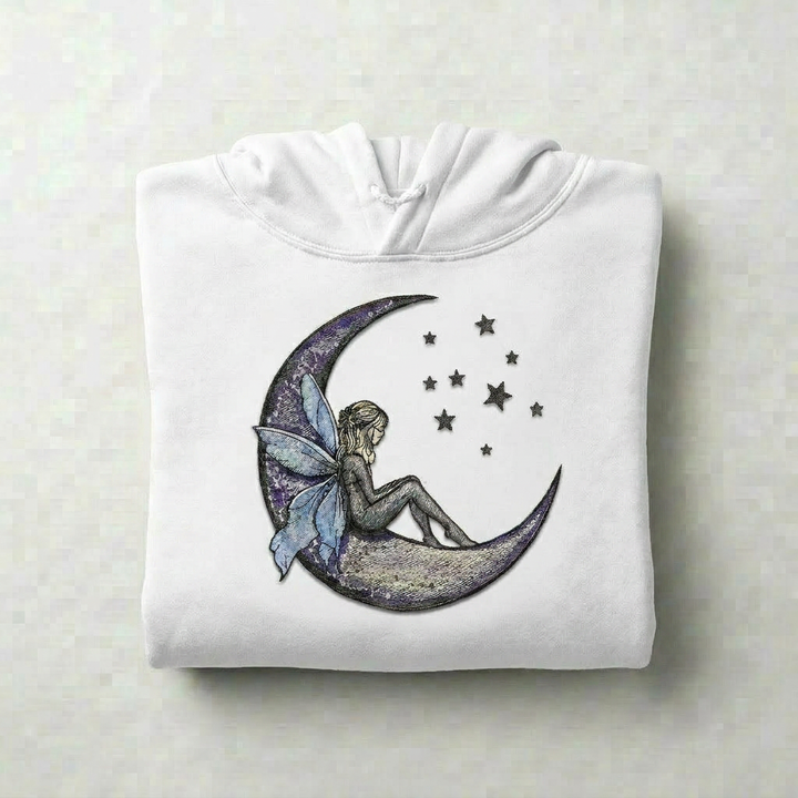 Fairy Tale on the Moon Machine Embroidered Hoodie – Hand Finished in Dubai | EmbroMania