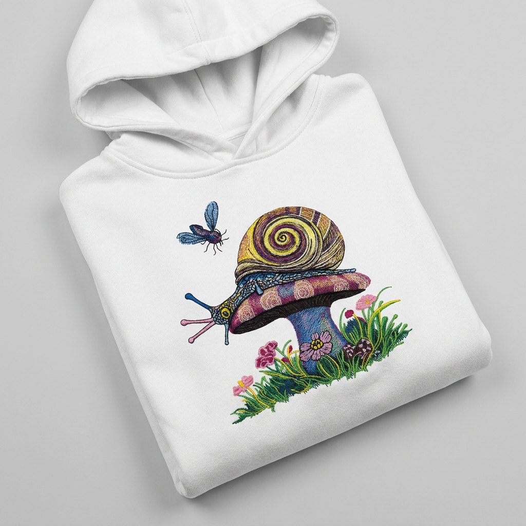 Garden Snail Machine Embroidered Hoodie – Hand Finished in Dubai | EmbroMania