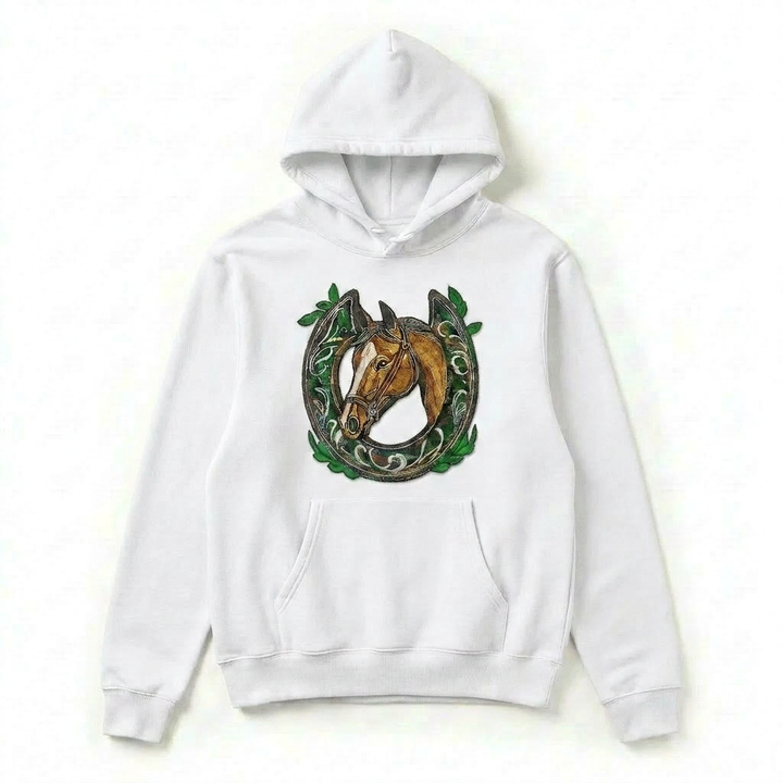 Wildflower Horseshoe Machine Embroidered Hoodie – Hand Finished in Dubai | EmbroMania