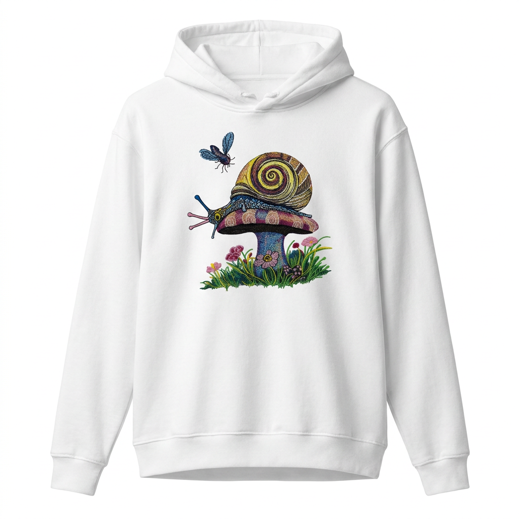 Garden Snail Machine Embroidered Hoodie – Hand Finished in Dubai | EmbroMania