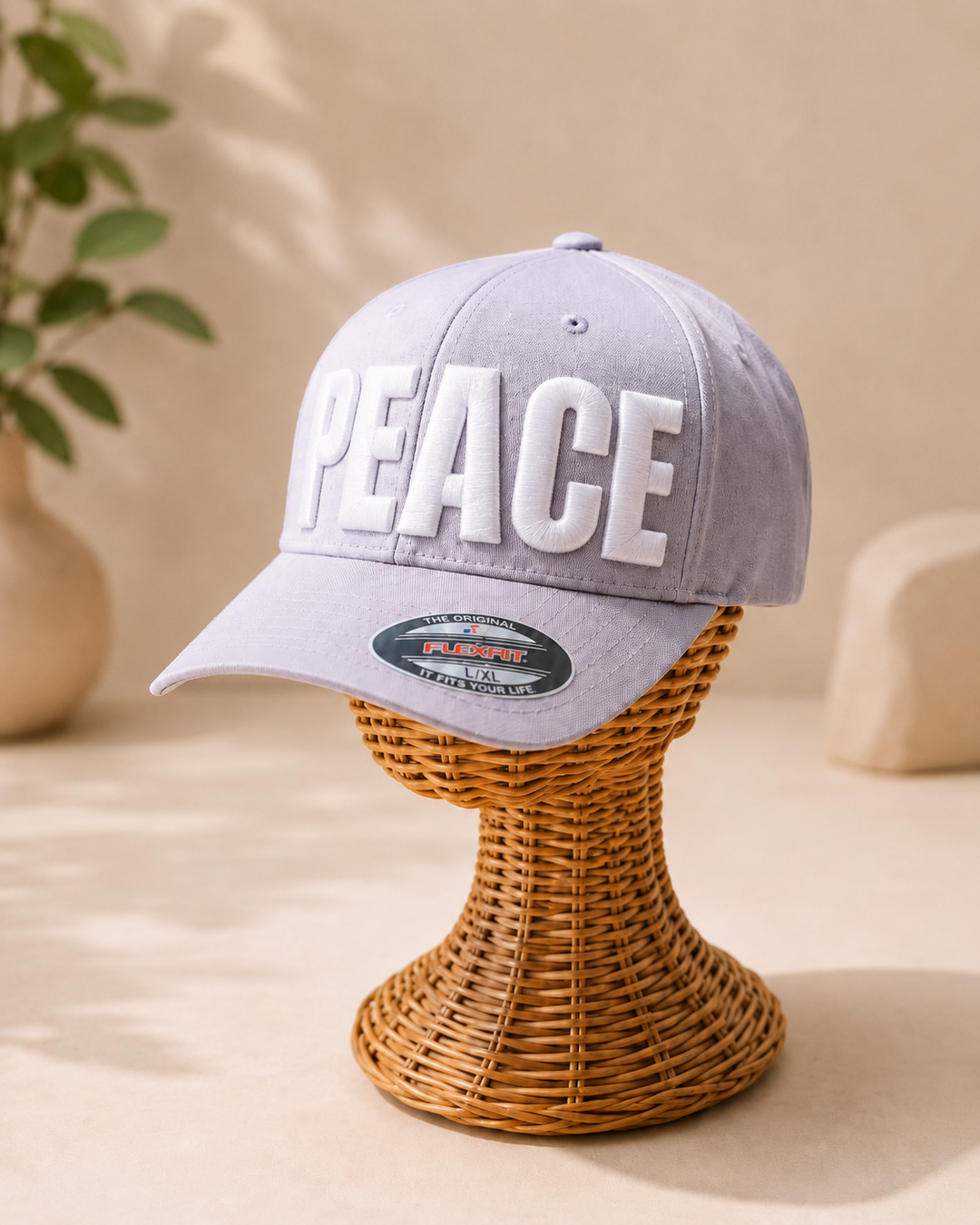Big Bold 3D Puff Font — White Cap Front View, Custom Name Embroidery | EmbroMania