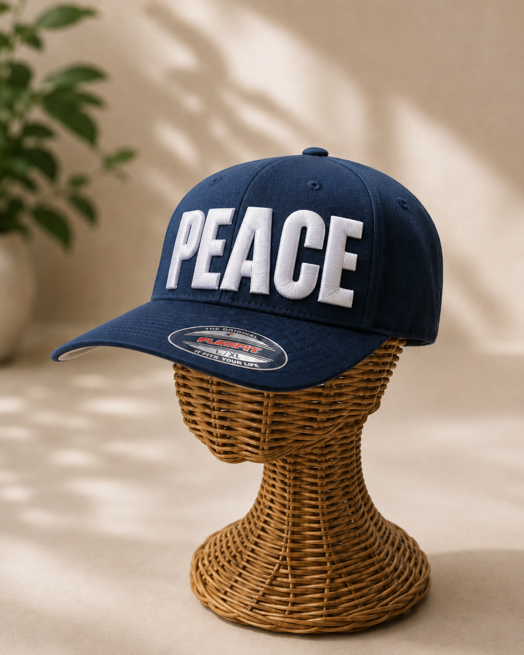 Big Bold 3D Puff Font — White Cap Side View, Custom Name Embroidery | EmbroMania