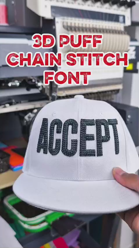 ChainPop 3D Puff — Custom Chain-Stitch Text Embroidery | EmbroMania Dubai