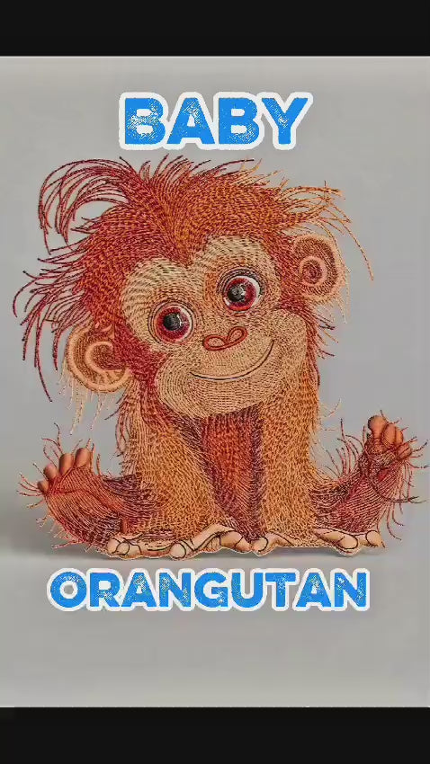 Baby Orangutan — Premium Embroidered Hoodie | Original EmbroMania Design
