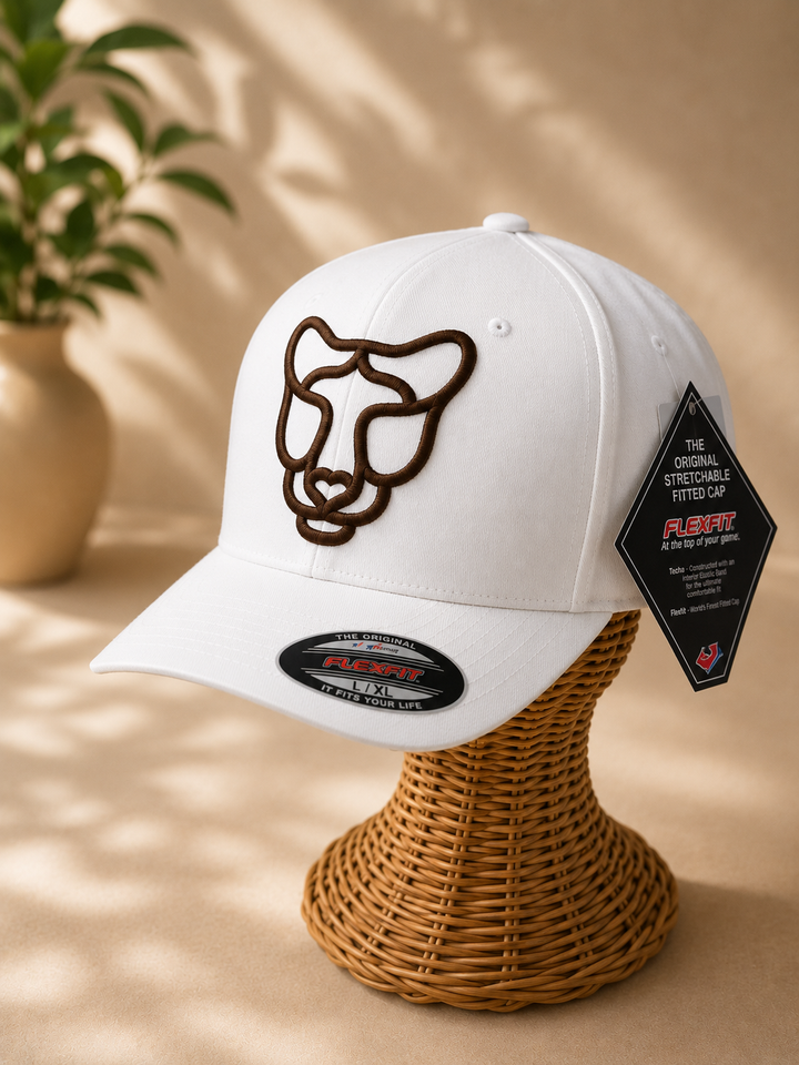 ⚡🐆 Ash Prowl – Silent Prowl Panther · White puff · Charcoal &amp; Heather Grey Snapback | Hand Finished in Dubai | EmbroMania