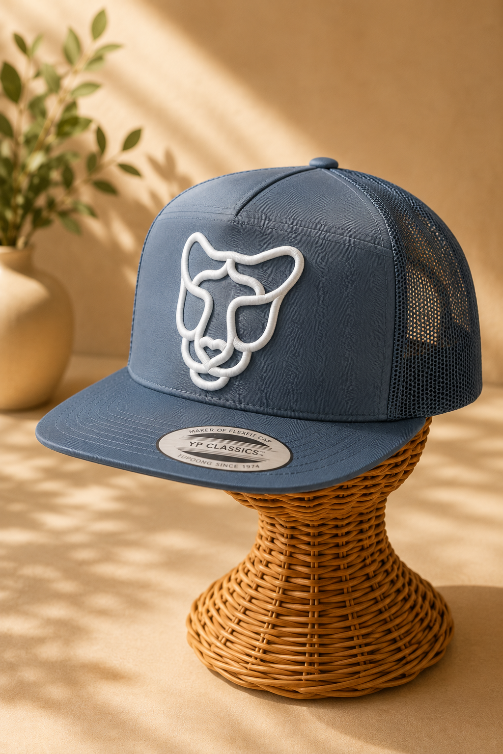 🐆🖤 Shadow Prowl – Silent Prowl Panther · Brown puff · Black Flat Trucker | Hand Finished in Dubai | EmbroMania