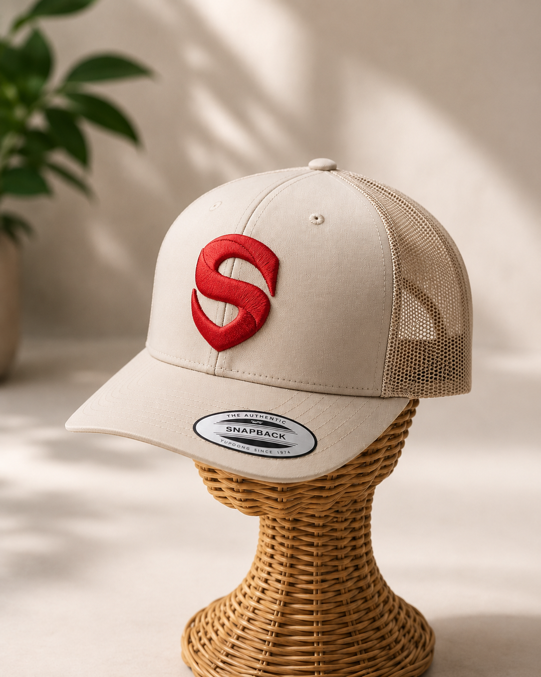 🍷⚡ Crimson Shield – Stitched Shield · White 3D puff · Burgundy Flexfit Curved | Hand Finished in Dubai | EmbroMania