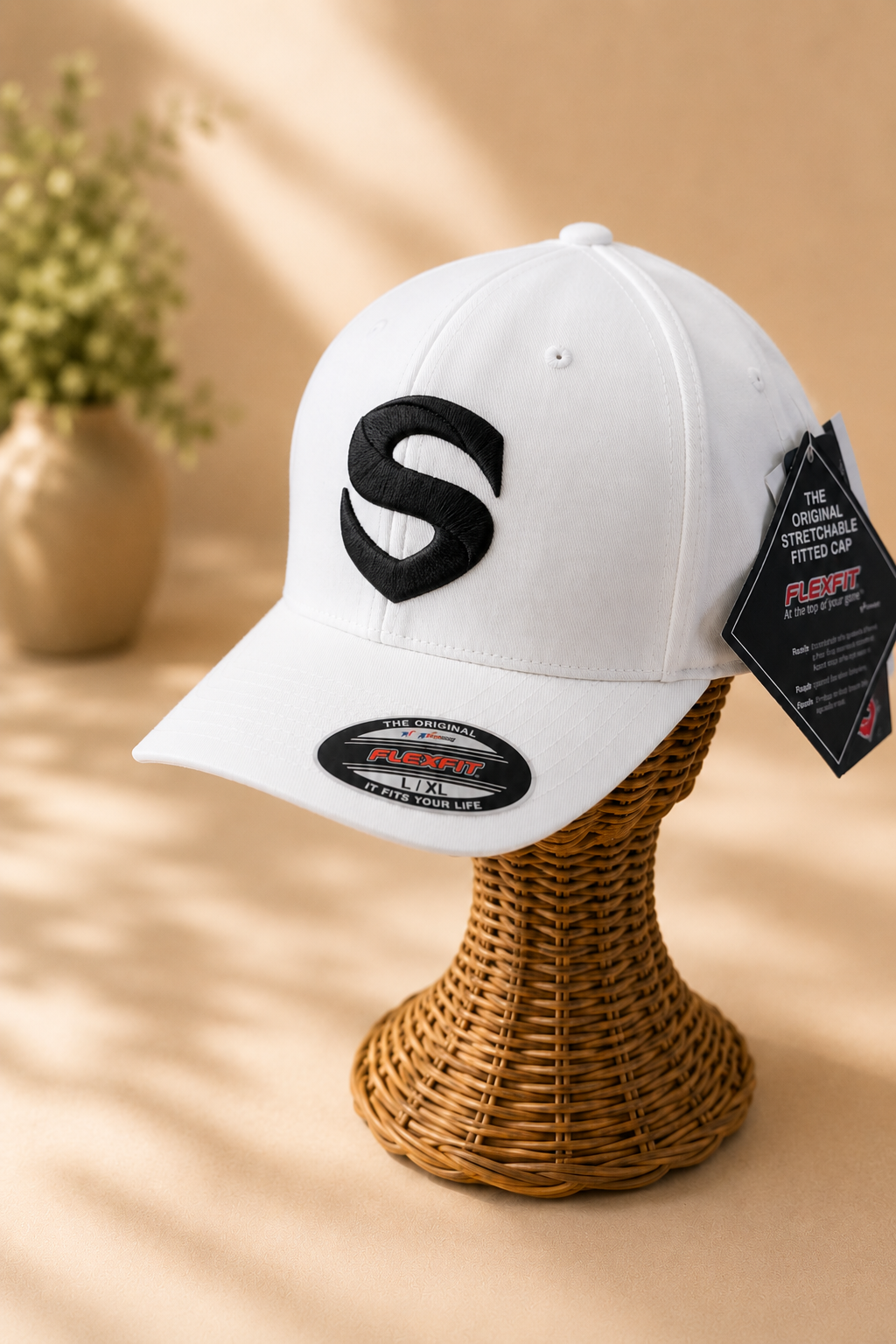 🌺⚡ Tropic Shield – Stitched Shield · White 3D puff · Navy Crown &amp; Tropical Floral Brim | Hand Finished in Dubai | EmbroMania